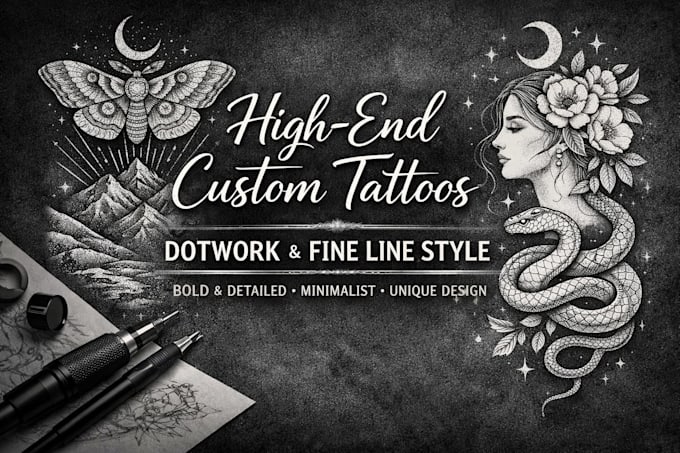 create high end dotwork, linework tattoo design refined minimalist dotwork