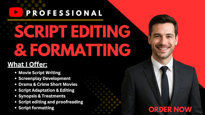 do script editing, proofread and format your script, screenplay, stage play