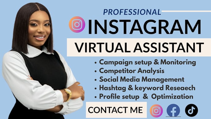 instagram virtual asistant, instagram manager media buyer  and content creator