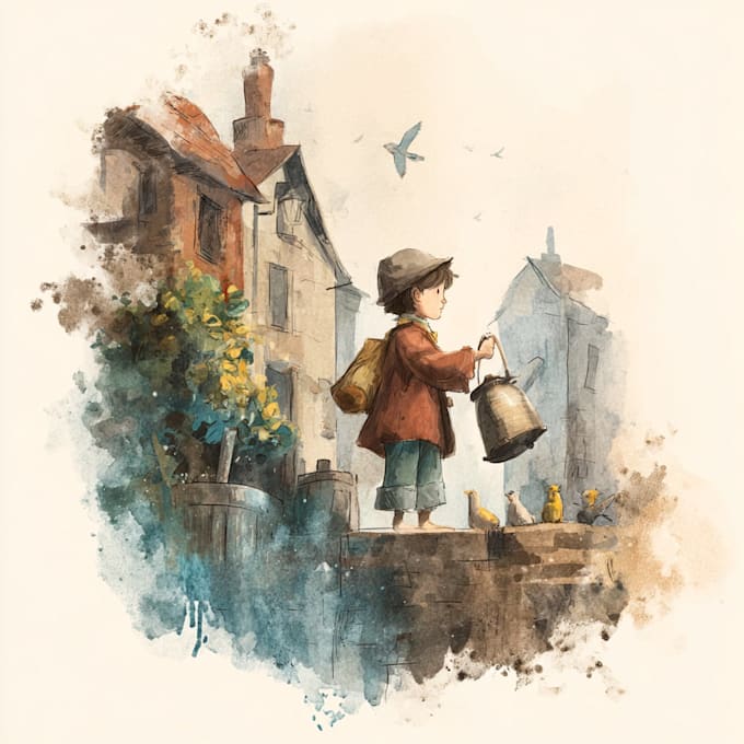 draw digital watercolor children book illustration