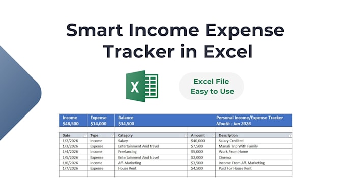 be smart automated income expense tracker in excel