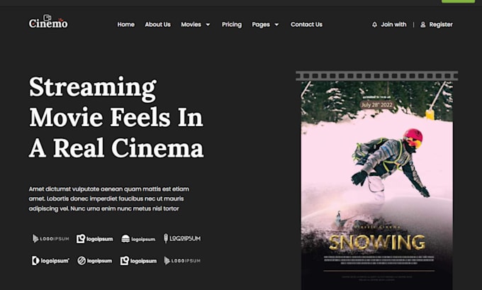 design professional cinema website, videography portfolio, video streaming site