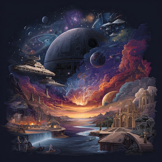 create cool artwork on the universe star wars