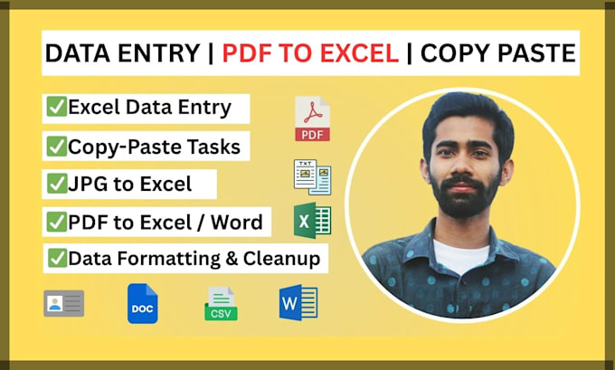 do PDF to excel, word, data entry and copy paste