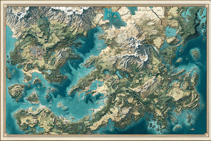 make fantasy map illustration for dnd, novels