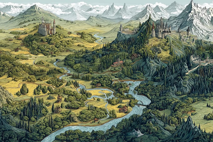 do fantasy map illustration for dnd, novels