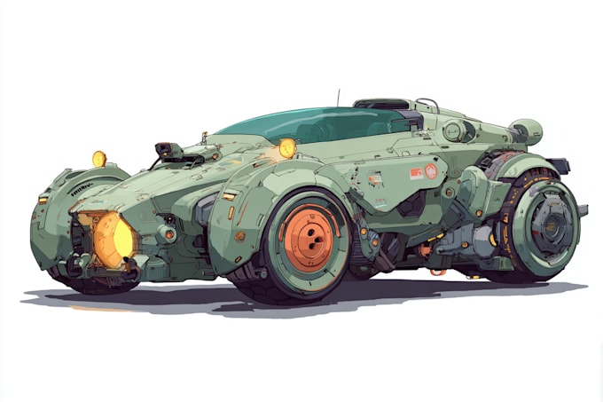 draw sci fi spaceship car art or vehicle design