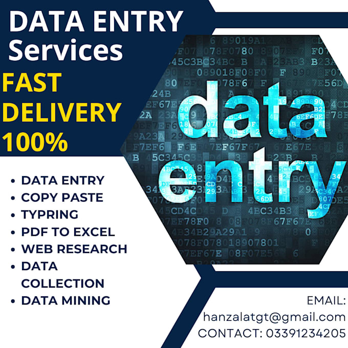 Do data entry, typing work, copy paste, excel data entry by ...