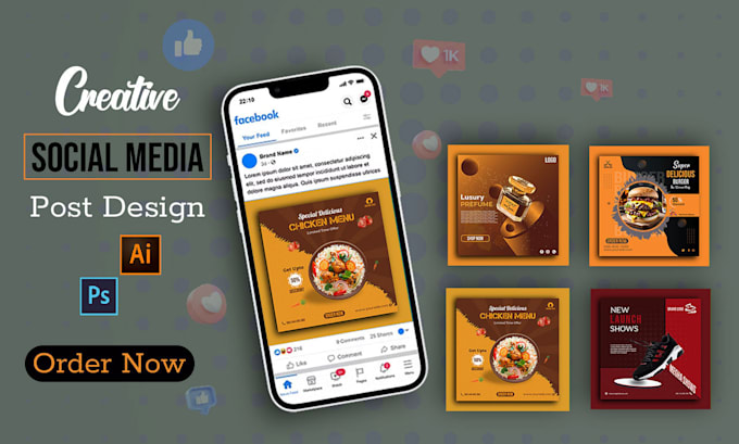 design carousel, restaurants post, ads design for brands