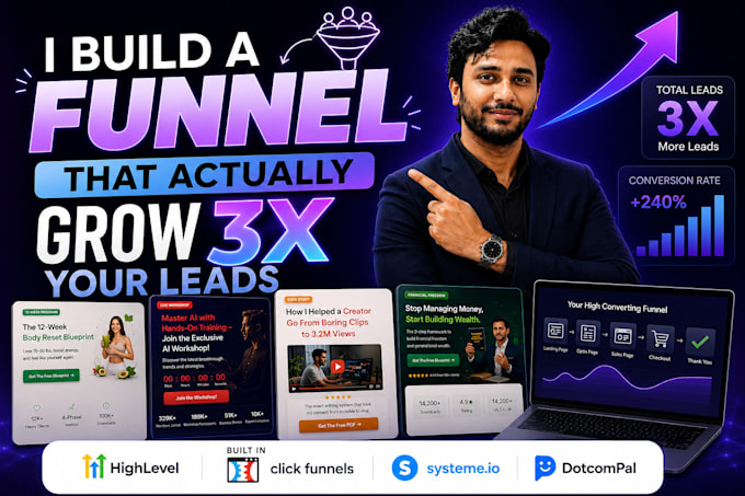 build high converting sales funnels, landing pages that 3x your leads