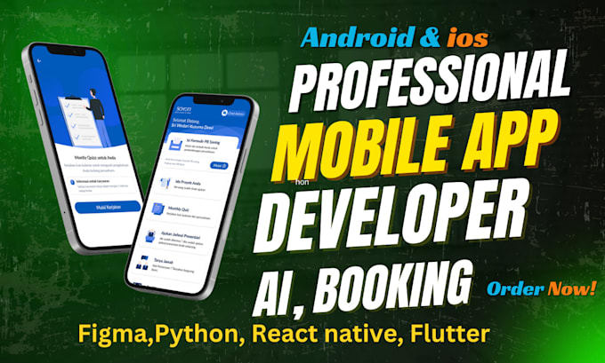 develop custom mobile app for ios and android flutter or react native, python