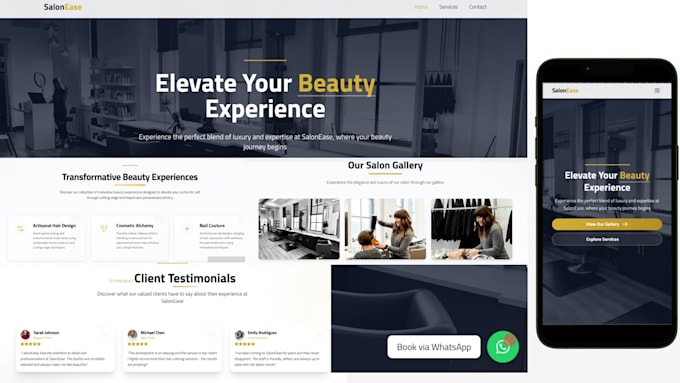 create a luxury salon website