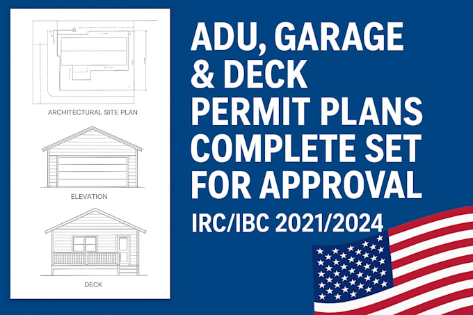 Adu garage deck permit plans complete set for approval irc,ibc by Engr ...