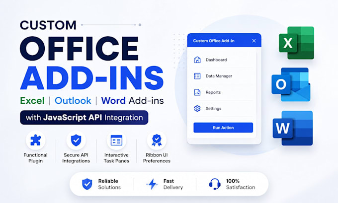 develop custom office addin, outlook, excel addin plugin with javascript API