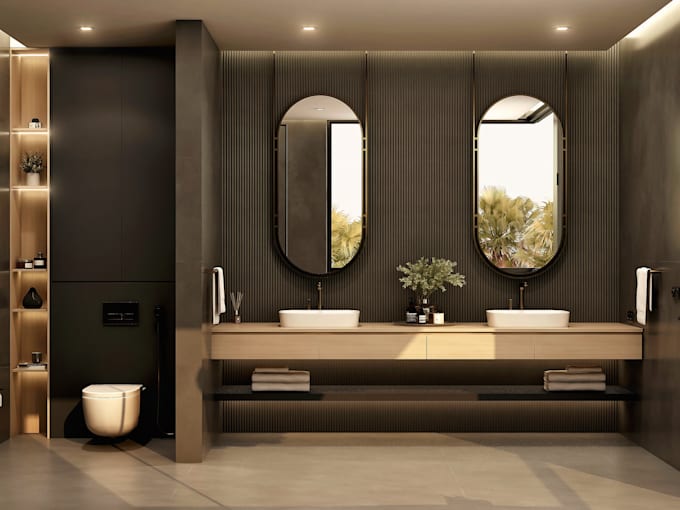 do exclusive bathroom interior design and 3d renderings
