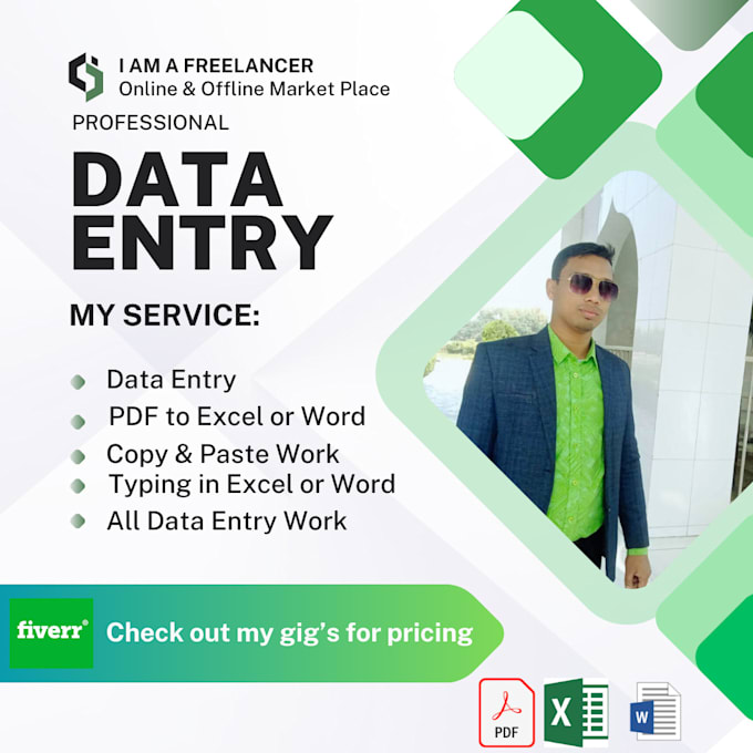 do excel data entry, pdf to excel and word