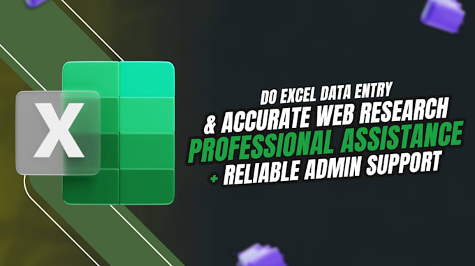 data entry, web research, excel, admin support work, copy paste