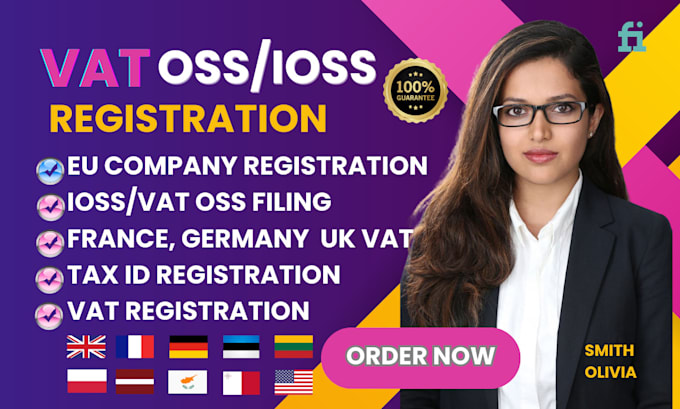 provide eu business registration and vat oss ioss in germany, france, UK, italy