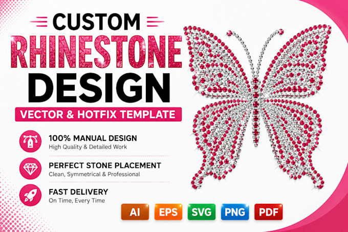 create custom rhinestone design and hotfix template vector