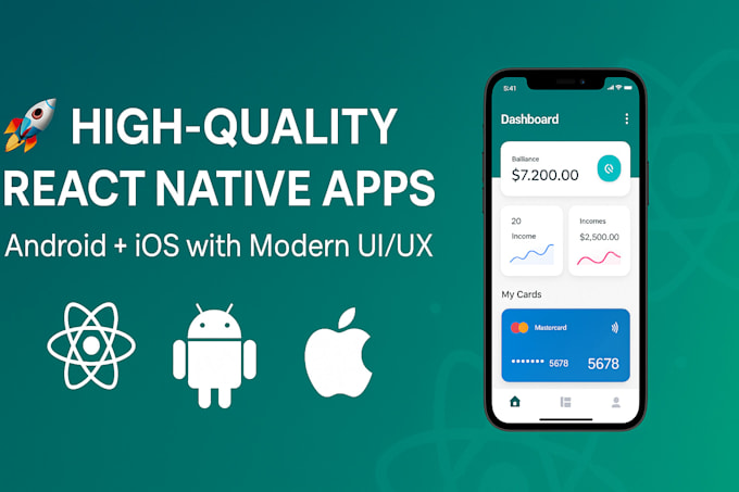 build high quality react native mobile apps with modern UI and secure backend