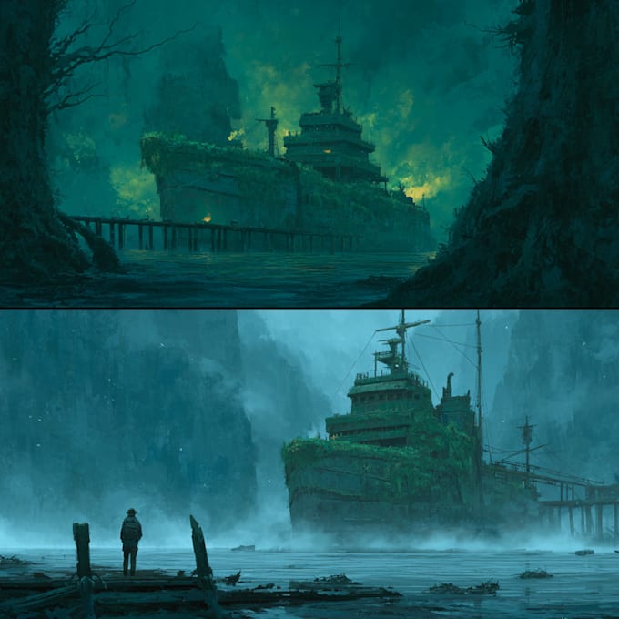 Drae 2d environment design concept art, fantasy art illustration by ...