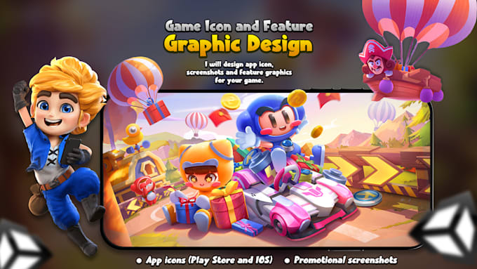 design app icon, screenshots and feature graphics for your game