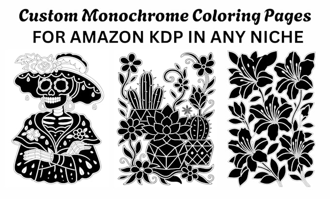 create custom monochrome coloring pages for amazon KDP in any niche