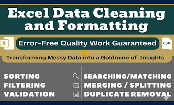 clean, organize, and automate excel or google sheets data entry tasks profession