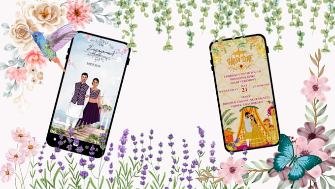 an elegant digital wedding invitation video