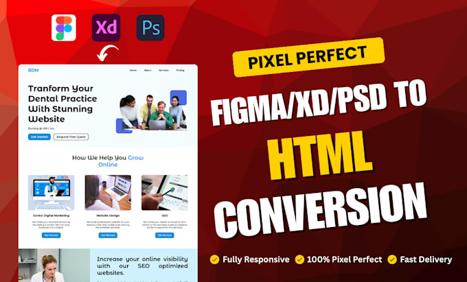 Convert figma to html responsive, xd psd to html pixel perfect by ...