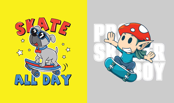 create high quality t shirt cartoon skate logo