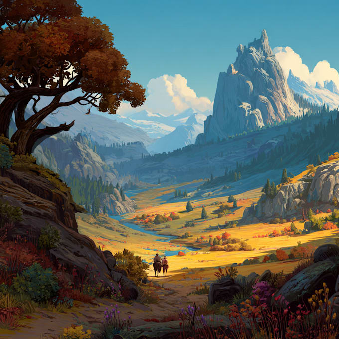 Make an amazing stylized environment art, fantasy landscape by ...