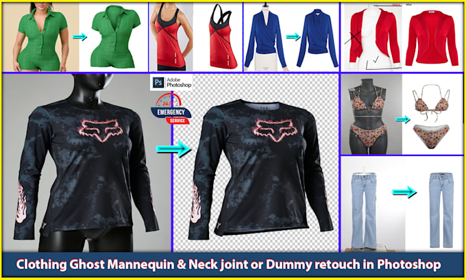 do ghost mannequin, neck joint and clothing retouching in photoshop