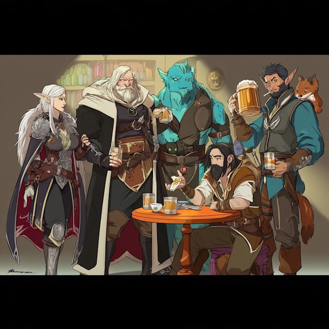 make your uniqe dnd party art no ai