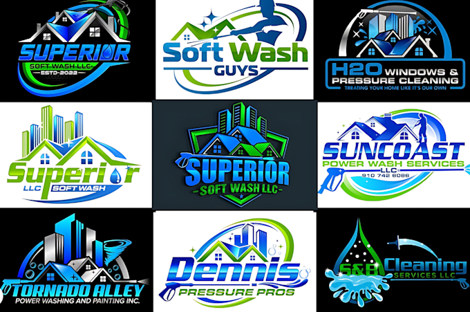 create cleaning, power washing and pressure washing logo