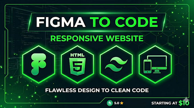 convert figma design to responsive HTML, tailwind CSS, and laravel