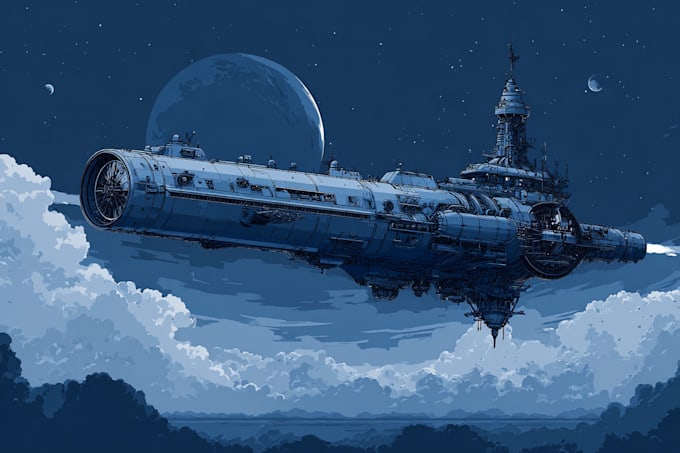 make hand drawn sci fi illustrations using pencils