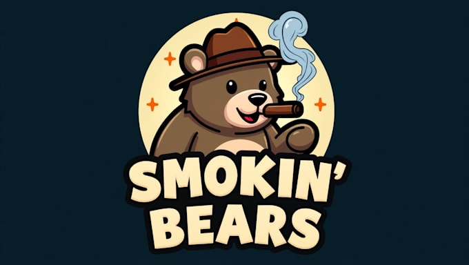 design high quality bear smoking logo with express delivery