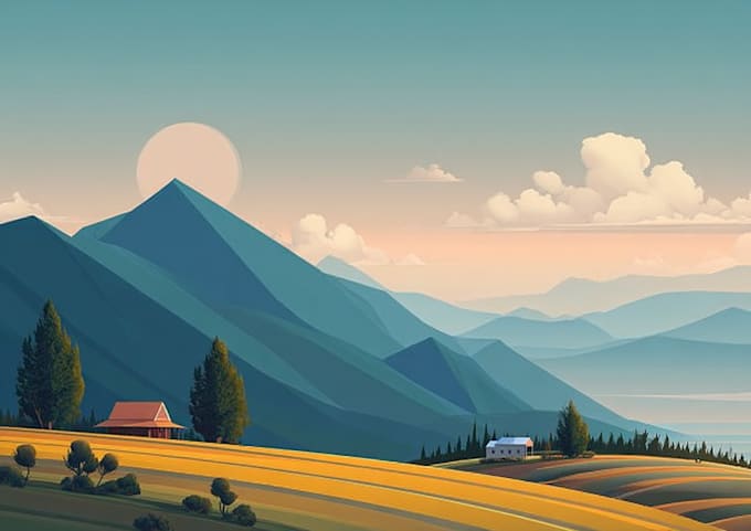 create stunning flat landscape illustrations for web, print