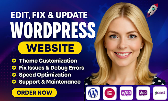 edit or update wordpress website, customise and modify wordpress