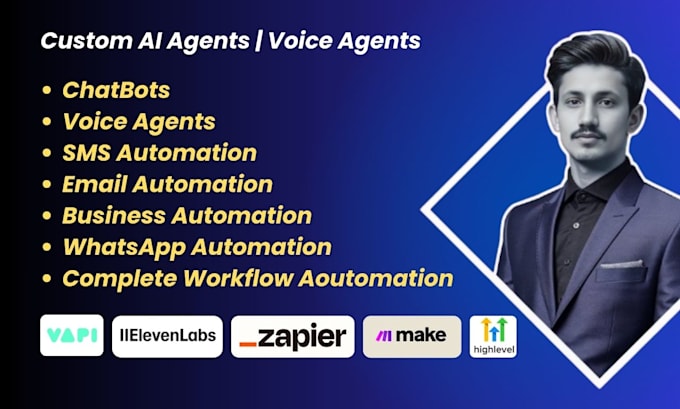 build custom ai agents using n8n, elevenlabs, vapi, ghl, twilio, and make