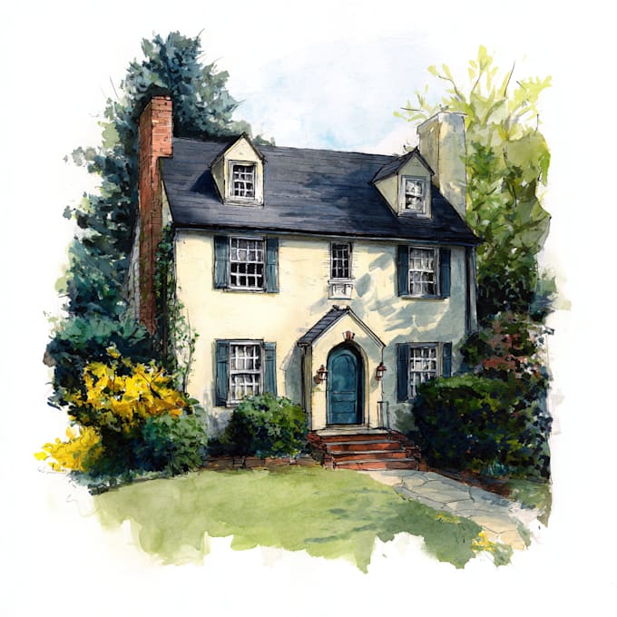 paint watercolor house portrait