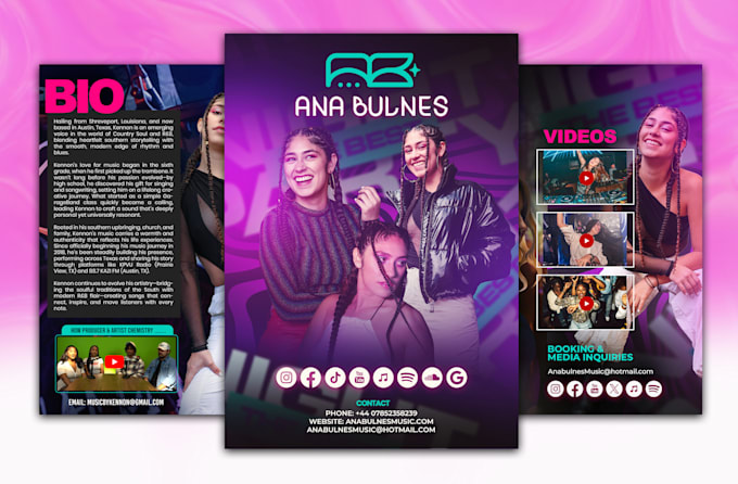 design epk, media kit, press kit, flyer and one sheet