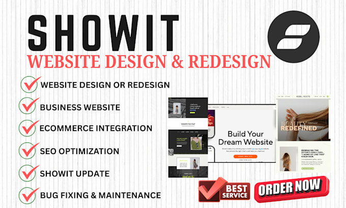 design or redesign showit website, fix showit bug issues SEO, showit template