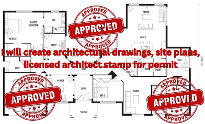 Create architectural drawings, site plans, licensed architect stamp for ...