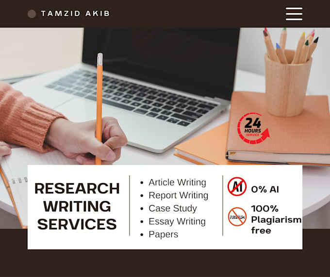 write online assignments, internship report, case study, research summary