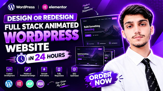 design or redesign full stack animated wordpress website in 24 hours