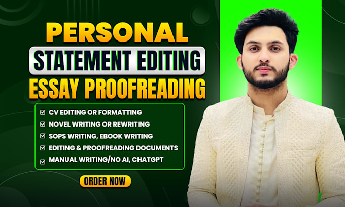 proofread and edit your essay, personal statement, CV, novel, sops, documents