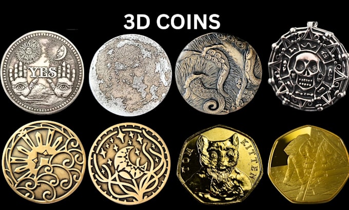 3d coin token or challenge coin design detailed bas relief and ...