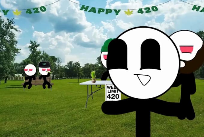 create custom stickman animation, stick figure fight scene, 2d cartoon stick